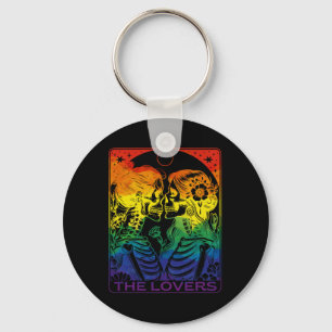Tarot Card, Älskare Rainbow Kissing Lesbisk Skel Nyckelring