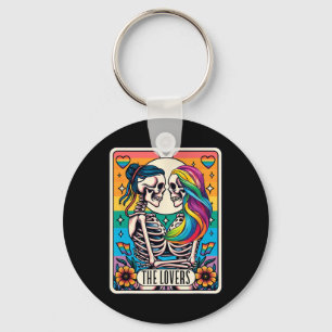 Tarot Card, Älskare Rainbow Kissing Lesbisk Skel Nyckelring