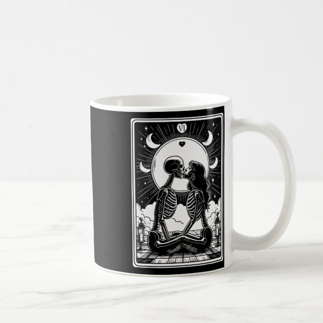 Tarot Card Älskare Skeleton Goth Halloween Kaffemugg (Höger)
