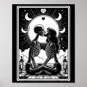Tarot Card Älskare Skeleton Goth Halloween Poster