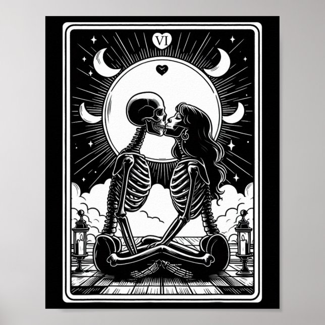 Tarot Card Älskare Skeleton Goth Halloween Poster (Framsidan)