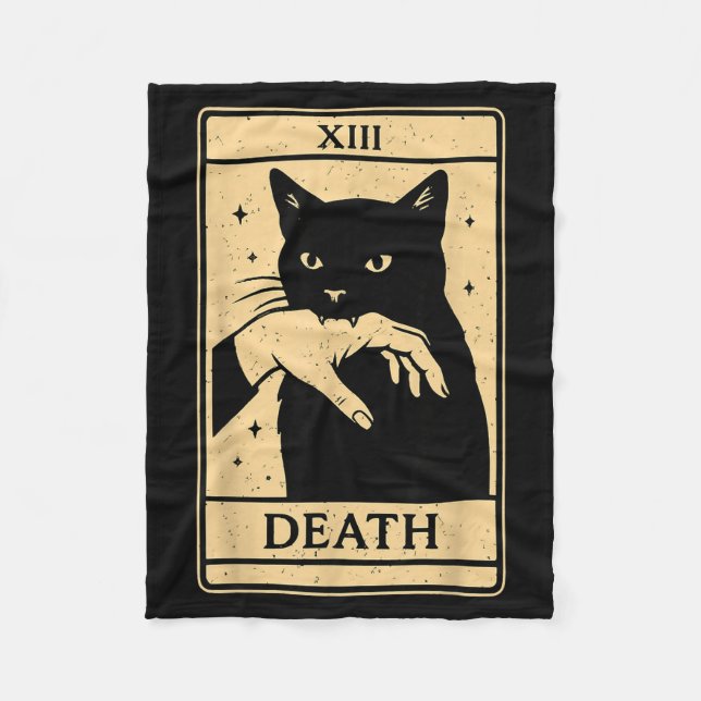 Tarot Card Black Cat Occult Witchy Black Cat Tarot Fleecefilt (Framsidan)