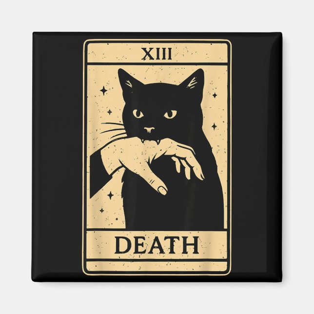 Tarot Card Black Cat Occult Witchy Black Cat Tarot Magnet (Framsidan)