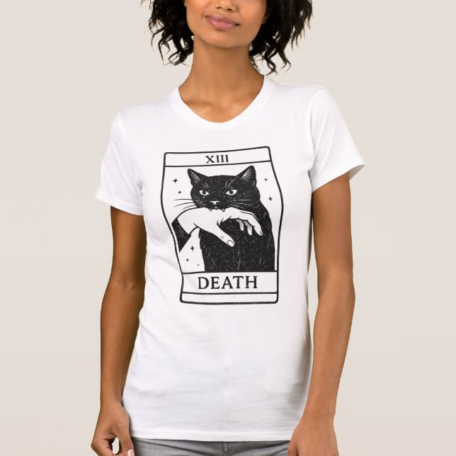 Tarot Card Black Cat Shirt – Tarot Death Tee, Witc T Shirt (Framsida)