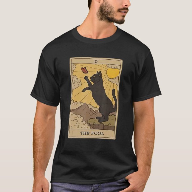 Tarot Card Cat  The Fool T Shirt (Framsida)