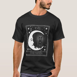 Tarot Card Crescent Måne och Black Cat Cosmic Grap T Shirt