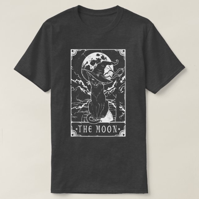 Tarot Card Crescent Moon And Black Cat Witch Hat H T Shirt (Design framsida)