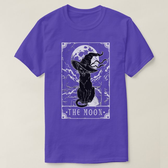 Tarot Card Crescent Moon And Black Cat Witch Hat H T Shirt (Design framsida)