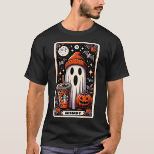 Tarot Card Cute Ghost Spooky Season Jack o lantern T Shirt