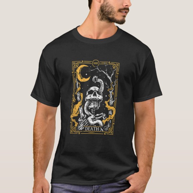 Tarot Card Death XIII Tarot Card Scary Tree Skull T Shirt (Framsida)