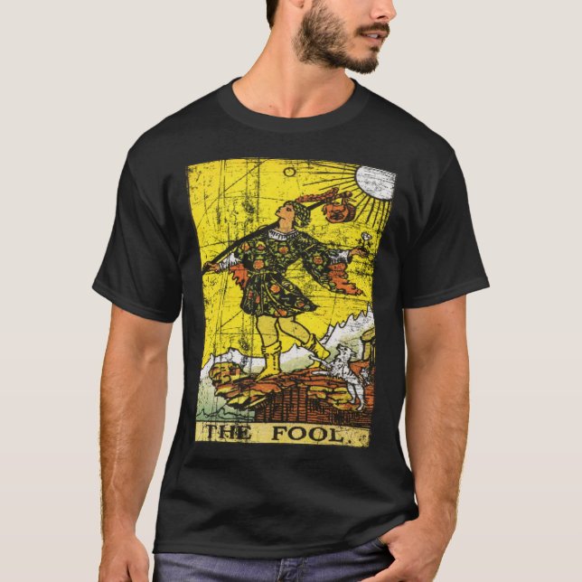 Tarot Card Fool Major Arcana T Shirt (Framsida)