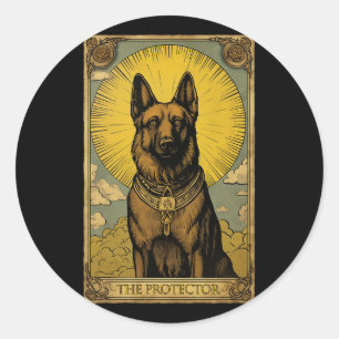 Tarot Card för Hund av tyska shepherd Runt Klistermärke