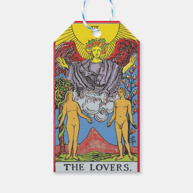 Tarot Card-fotnoter i Älskare Presentetikett (Framsidan)