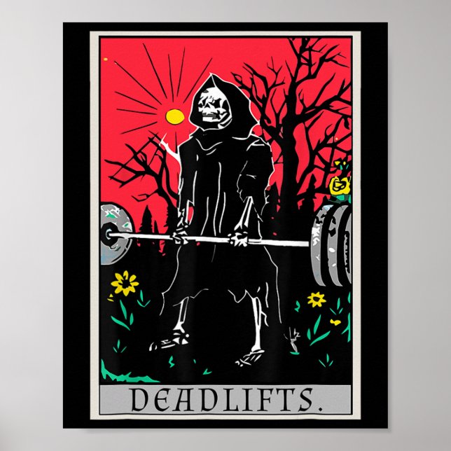 Tarot Card Funny Gym Deadlifts Workout Deadlift Fi Poster (Framsidan)