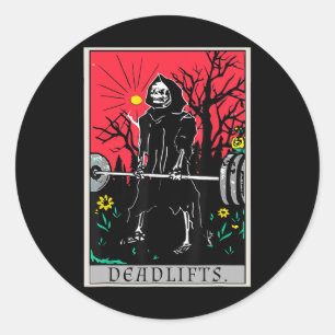 Tarot Card Funny Gym Deadlifts Workout Deadlift Fi Runt Klistermärke