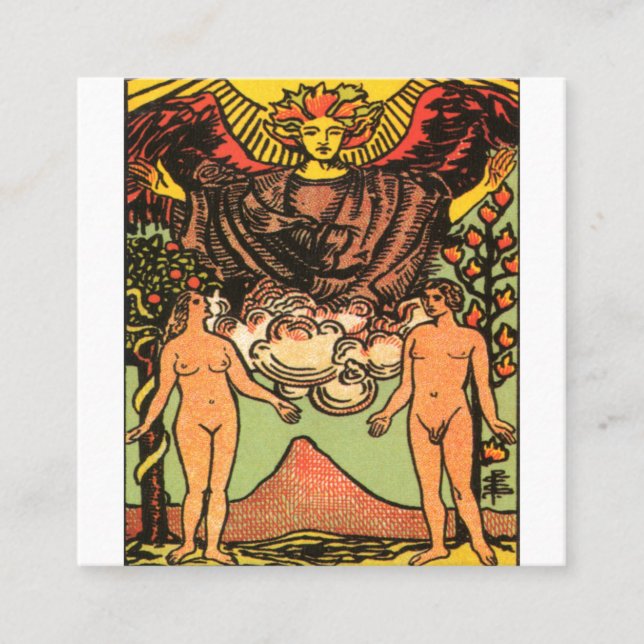 Tarot Card i Älskare Fyrkantigt Visitkort (Framsida)