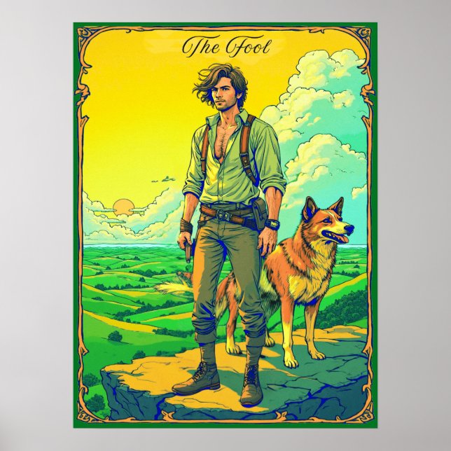 Tarot Card-illustration, fool Poster (Framsidan)