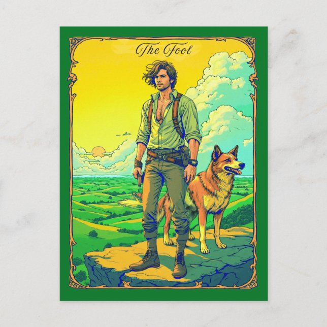 Tarot Card-illustration, fool Vykort (Framsida)