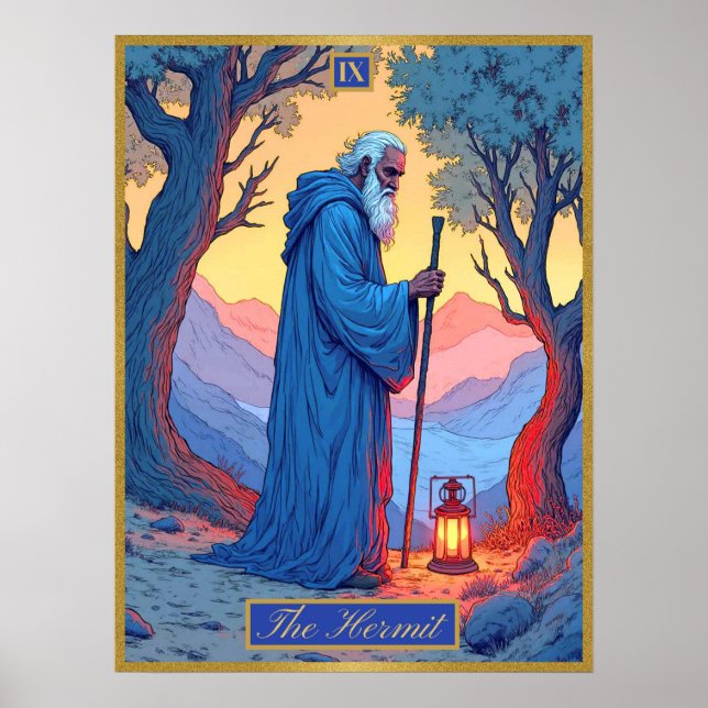 Tarot Card-illustration, Hermit Poster (Framsidan)