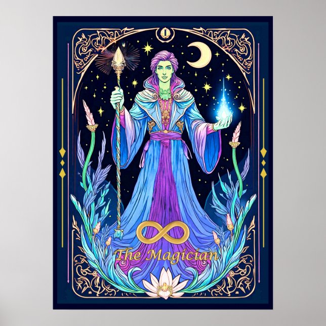 Tarot Card Illustration, Magician Poster (Framsidan)