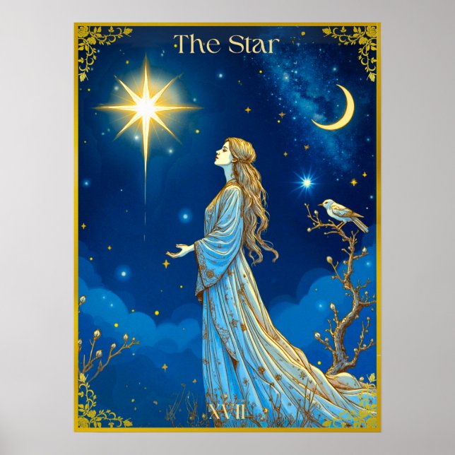 Tarot Card-illustration, stjärnorna Poster (Framsidan)