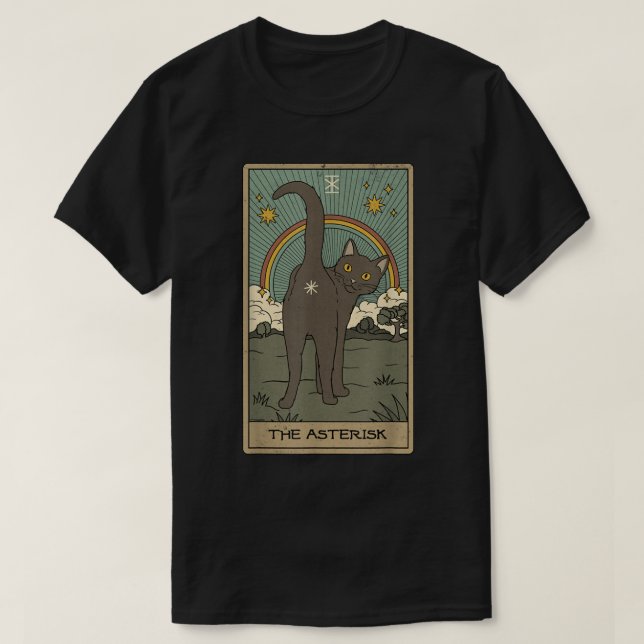 Tarot Card-katt Asterisk Cosmic-grafik T Shirt (Design framsida)