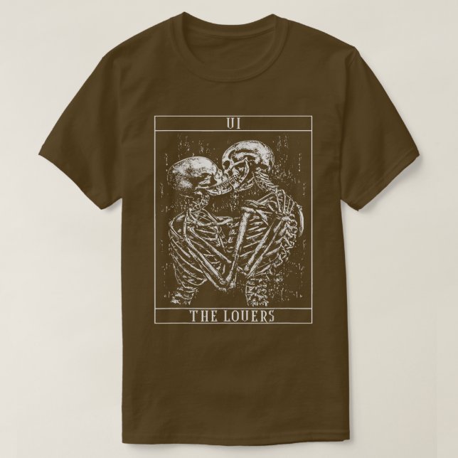 Tarot Card Kissing Skeleton Älskare Skull Bones Ho T Shirt (Design framsida)