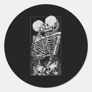 Tarot Card Kissing Skeleton Kärlek Skull Bones Hor Runt Klistermärke