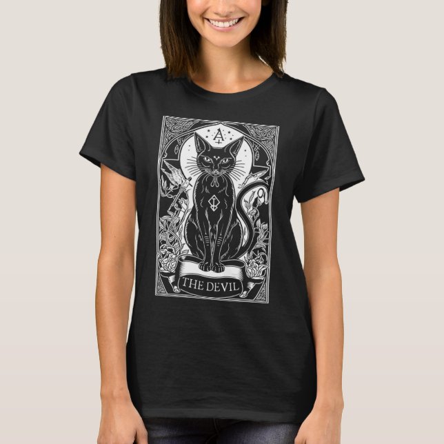 Tarot Card-kort för djävulen T Shirt (Framsida)