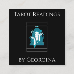 Tarot Card-läsningar Mystical Witchy Black & White Fyrkantigt Visitkort