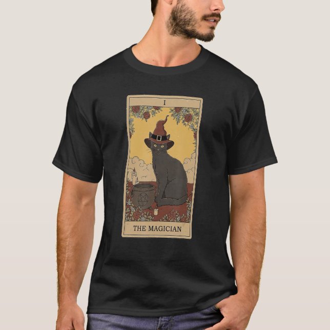 Tarot Card, magician- och kattekografiskt katt T Shirt (Framsida)