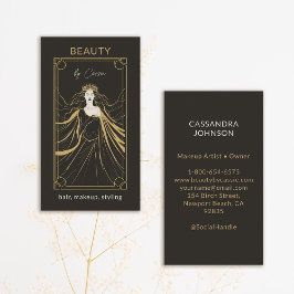 Tarot Card Makeup Hair Stylist Aesthetician Black Visitkort