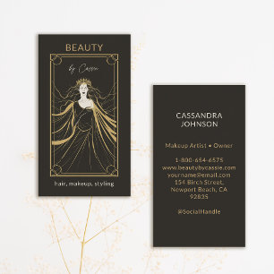 Tarot Card Makeup Hair Stylist Aesthetician Black Visitkort