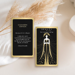Tarot Card Makeup Hairdresser Aesthetician Black Visitkort