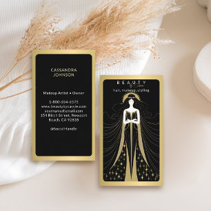 Tarot Card Makeup Hairdresser Aesthetician Black Visitkort