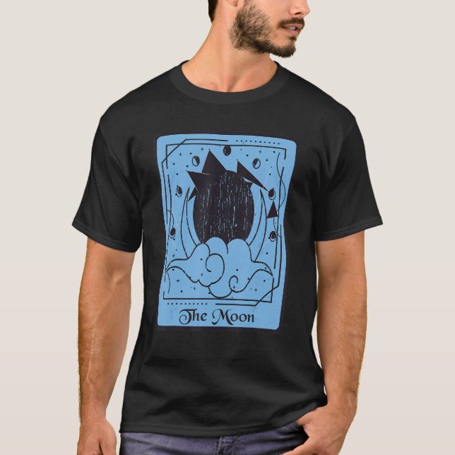 Tarot Card, Måne, Mystical Card Måne Occult T Shirt (Framsida)