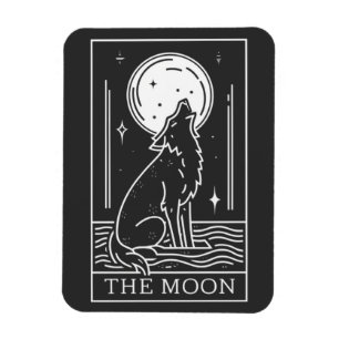 Tarot Card Måne Varg Howling Magnet