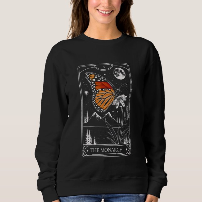 Tarot Card Monarch Butterfly Flower Måne Women Gir T Shirt (Framsida)