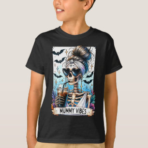 Tarot Card Mummy Vibes Spooky Season Skeleton Mamm T Shirt