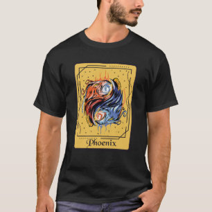 Tarot Card Phoenix Ying Yang Firebird med Fantasy T Shirt
