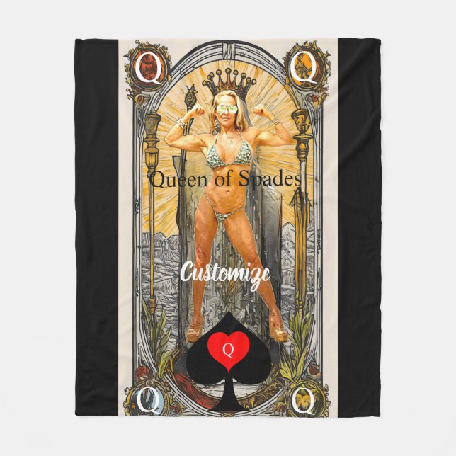 Tarot Card Queen of Spades Thunder_Cove Fleecefilt (Framsidan)