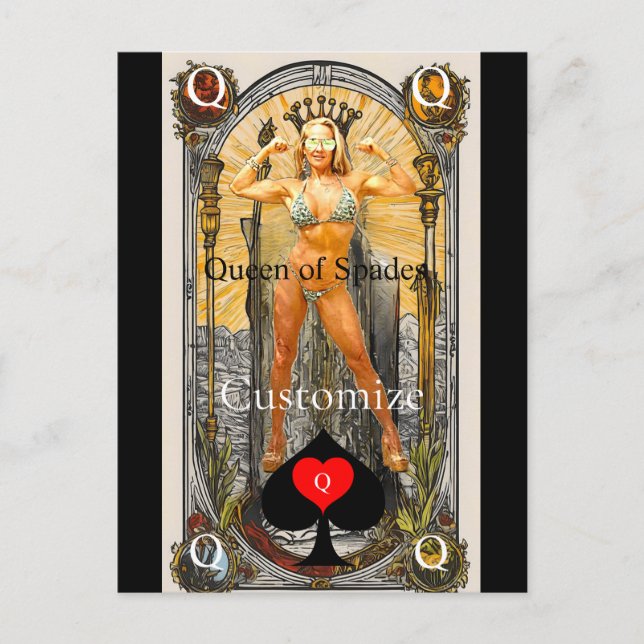 Tarot Card Queen of Spades Thunder_Cove Vykort (Framsida)