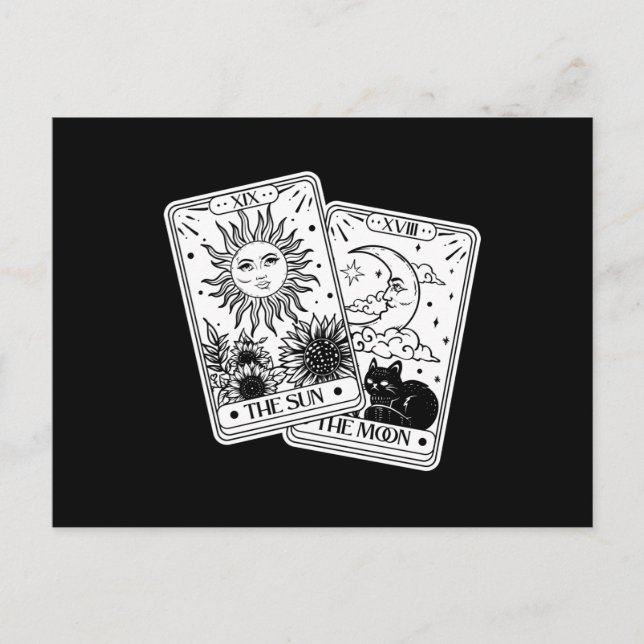Tarot Card Sin and Moon, Cat Vykort (Framsida)