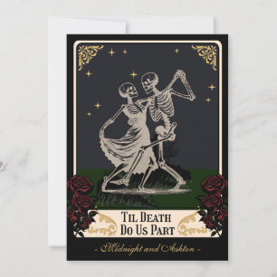 Tarot Card Skeletons till dödsbröllopsinbjudan Inbjudningar