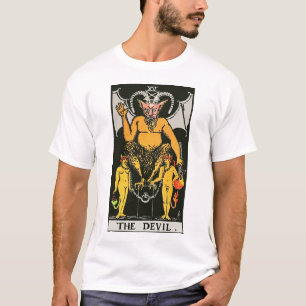 Tarot Card T-Shirt för Vintagen Djävulen