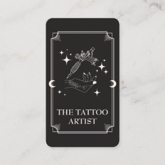 Tarot Card Tatto Artist Celestial Affärskort Visitkort