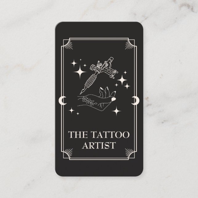 Tarot Card Tatto Artist Celestial Affärskort Visitkort (Framsida)