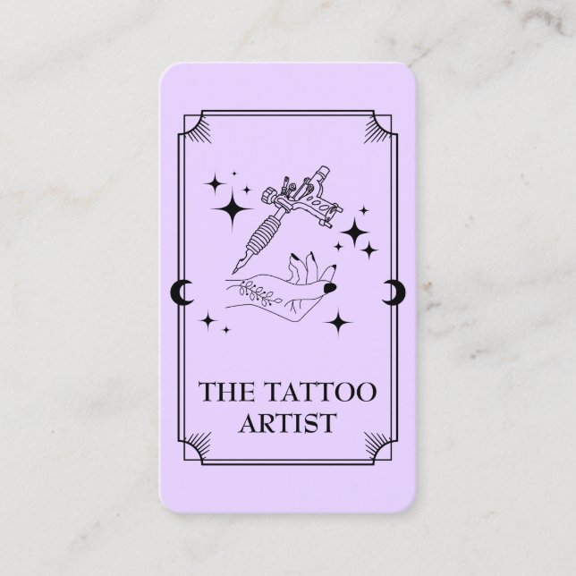 Tarot Card Tatto Artist Celestial Affärskort Visitkort (Framsida)