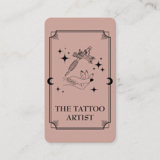 Tarot Card Tattoo Artist Celestial Business Card Visitkort