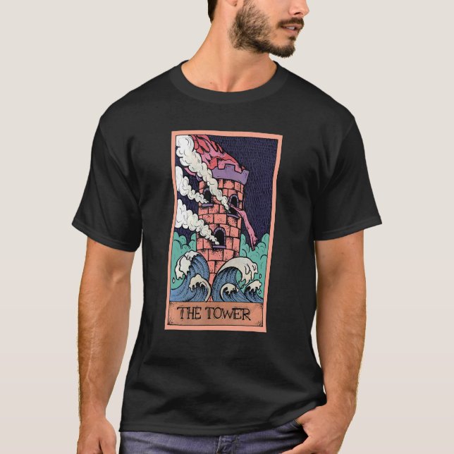 Tarot Card Torn och Sphynx Cat Occult Graphi T Shirt (Framsida)